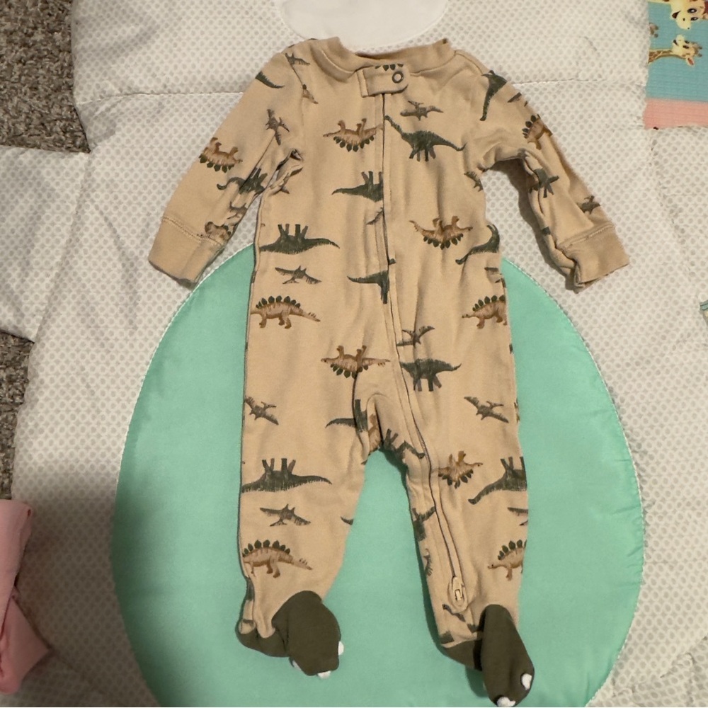 Carter's Tan Dinosaur Footie Pajamas